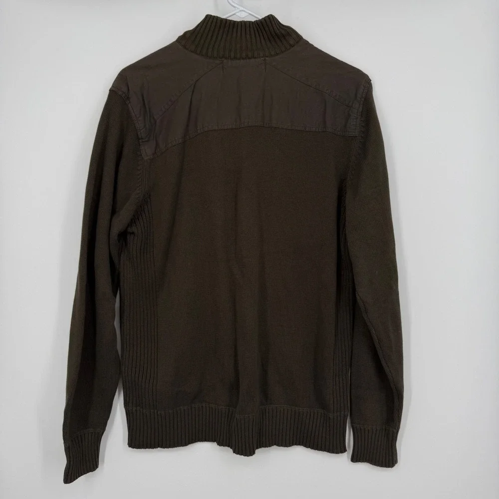 Oscar de la Renta Men Quarter Zip‎ Knit Sweater Olive Green Size L Preppy Office